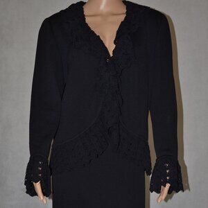 ST. JOHN COLLECTION BY MARIE GRAY BLACK LACE SKIRT SET SIZE 12